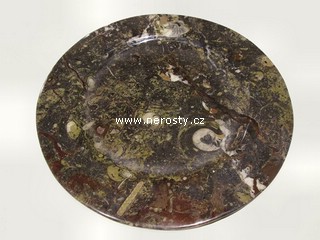 mramor s fosíliemi, kulatý talíř